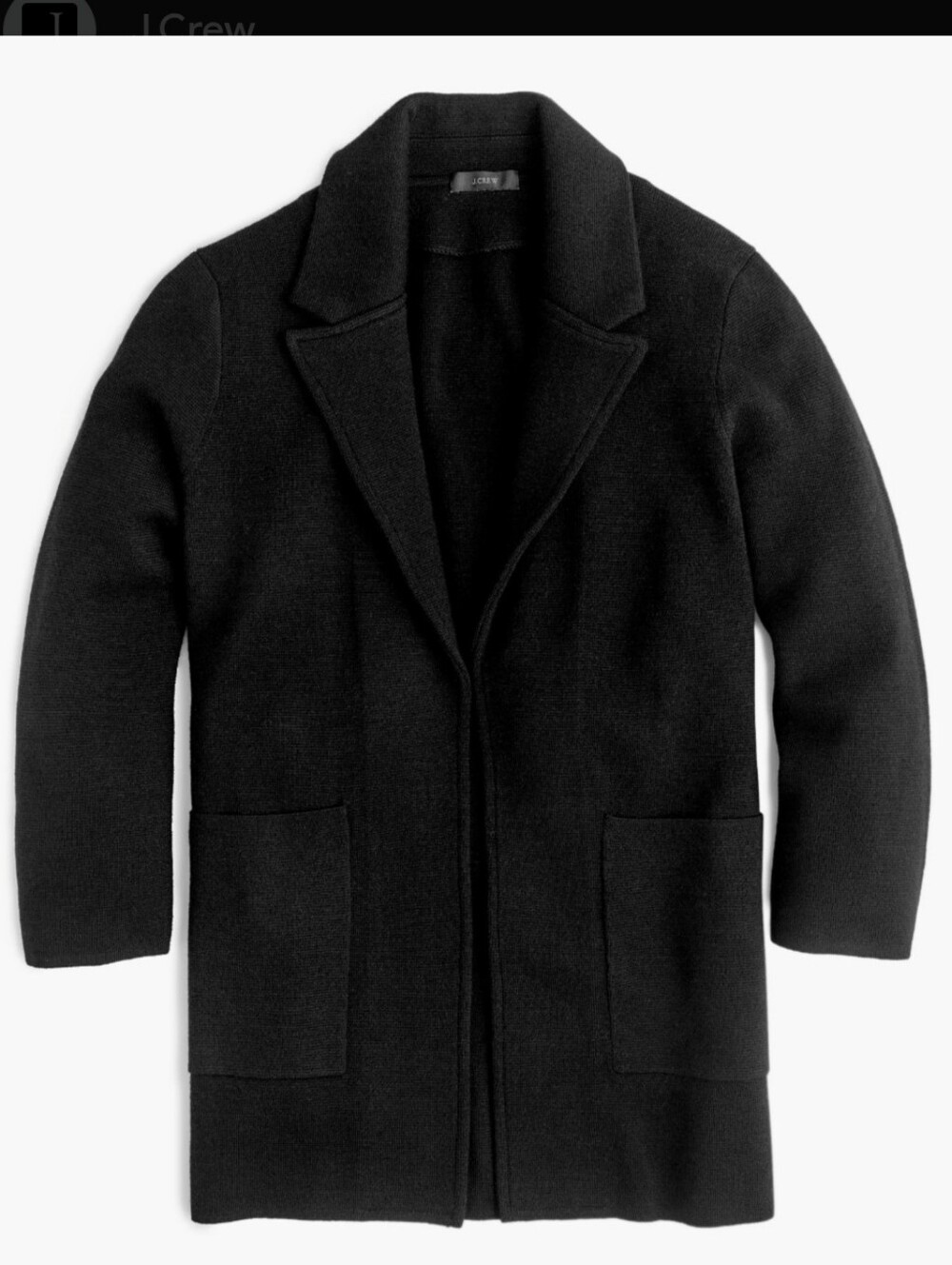 J. Crew Open-front Sweater-Blazer Merino Wool NWOT Black Size Small